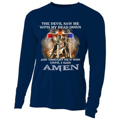 The Devil Saw Me With My Head Down Thought He Won Cooling Performance Long Sleeve Crew