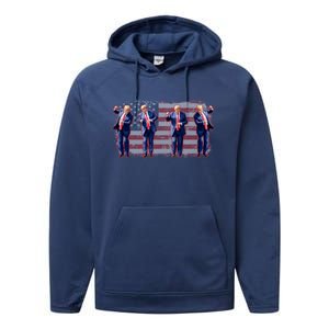 Trump Dance Save America Trump 2024 Trump 45 47 Funny Trump Gift Performance Fleece Hoodie