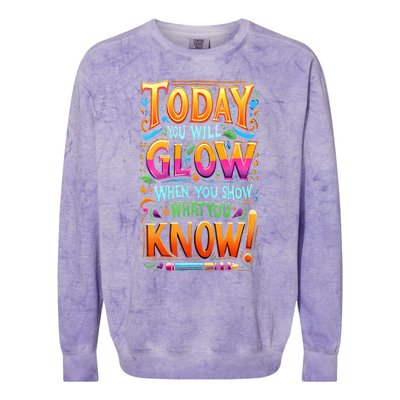 Testing Day Show What You Know Teacher Do Not Stress Colorblast Crewneck Sweatshirt