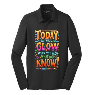 Testing Day Show What You Know Teacher Do Not Stress Silk Touch Performance Long Sleeve Polo