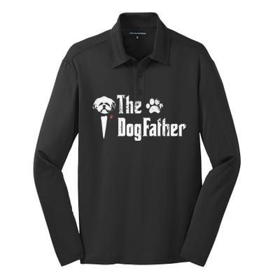 The Dogfather Shih Tzu Dog Dad Father's Day Gift Silk Touch Performance Long Sleeve Polo