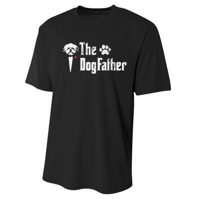 The Dogfather Shih Tzu Dog Dad Father's Day Gift Performance Sprint T-Shirt