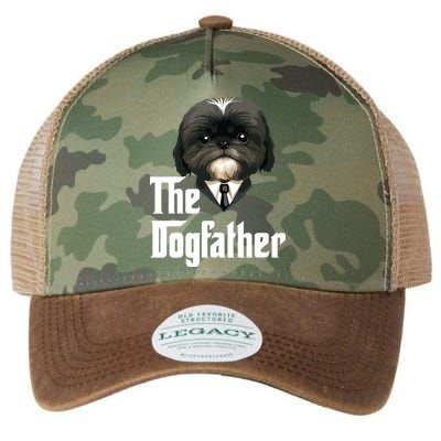 The Dogfather Shih Tzu Dad Shih Tzu Papa Funny Dog Owner Legacy Tie Dye Trucker Hat