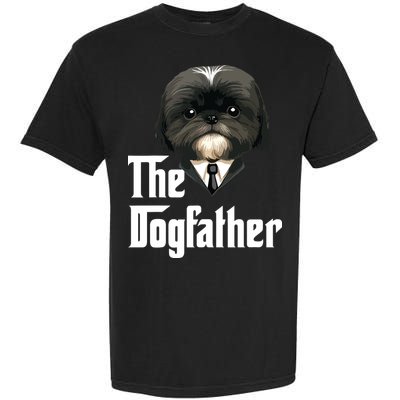 The Dogfather Shih Tzu Dad Shih Tzu Papa Funny Dog Owner Garment-Dyed Heavyweight T-Shirt