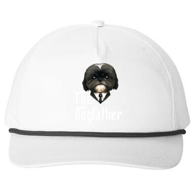 The Dogfather Shih Tzu Dad Shih Tzu Papa Funny Dog Owner Snapback Five-Panel Rope Hat