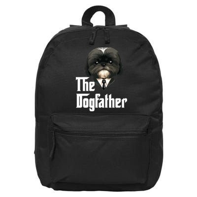 The Dogfather Shih Tzu Dad Shih Tzu Papa Funny Dog Owner 16 in Basic Backpack