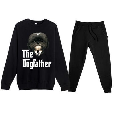 The Dogfather Shih Tzu Dad Shih Tzu Papa Funny Dog Owner Premium Crewneck Sweatsuit Set