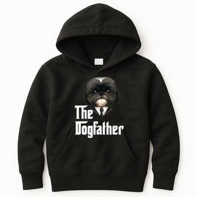The Dogfather Shih Tzu Dad Shih Tzu Papa Funny Dog Owner Kids Hoodie