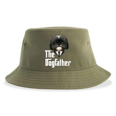 The Dogfather Shih Tzu Dad Shih Tzu Papa Funny Dog Owner Sustainable Bucket Hat