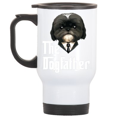 The Dogfather Shih Tzu Dad Shih Tzu Papa Funny Dog Owner Stainless Steel Travel Mug