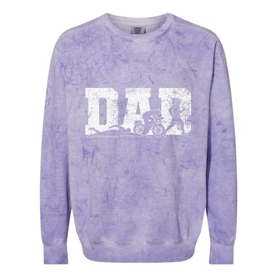 Triathlon Dad Swim Bike Run Fathers Day Colorblast Crewneck Sweatshirt