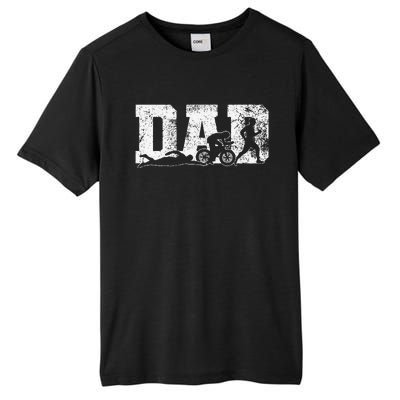 Triathlon Dad Swim Bike Run Fathers Day Tall Fusion ChromaSoft Performance T-Shirt