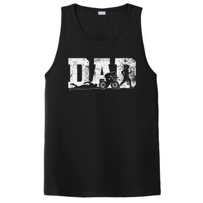 Triathlon Dad Swim Bike Run Fathers Day PosiCharge Competitor Tank