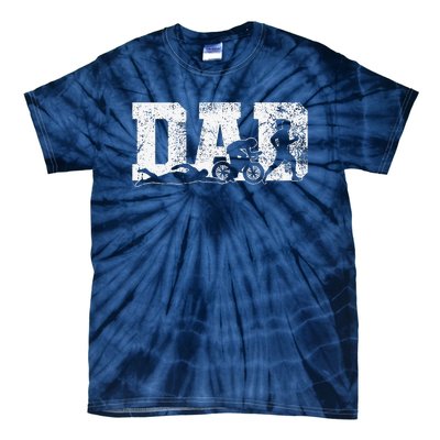 Triathlon Dad Swim Bike Run Fathers Day Tie-Dye T-Shirt