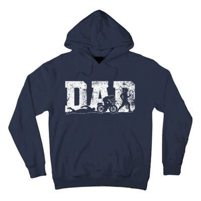 Triathlon Dad Swim Bike Run Fathers Day Tall Hoodie