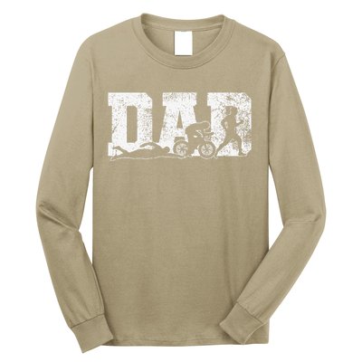 Triathlon Dad Swim Bike Run Fathers Day Long Sleeve Shirt