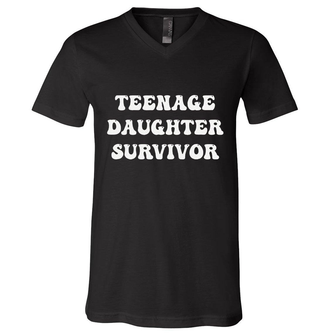 Teenage Daughter Survivor Teenager Dad Mom Groovy FatherS V-Neck T-Shirt