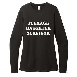 Teenage Daughter Survivor Teenager Dad Mom Groovy FatherS Womens CVC Long Sleeve Shirt