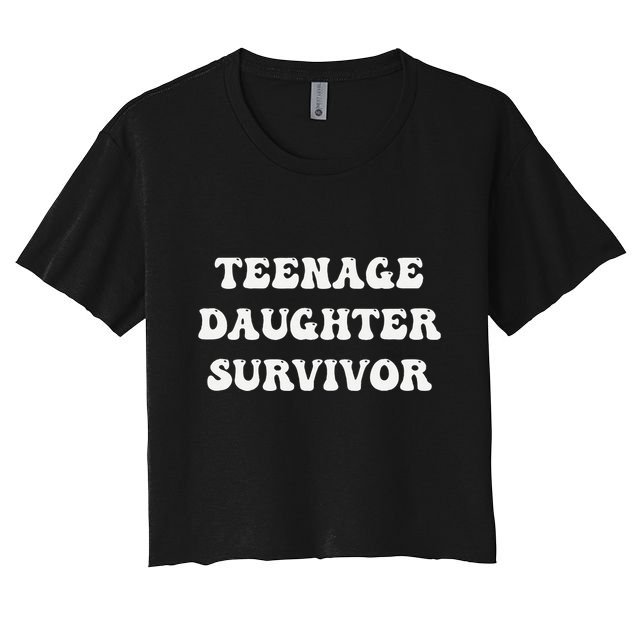 Teenage Daughter Survivor Teenager Dad Mom Groovy FatherS Crop Top