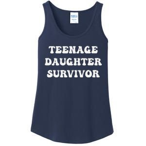 Teenage Daughter Survivor Teenager Dad Mom Groovy FatherS Ladies Essential Tank