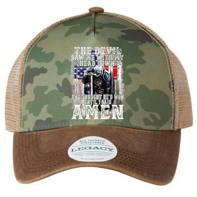The Devil Saw Me With My Head Down Thought HeD Won On Back Legacy Tie Dye Trucker Hat