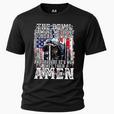 The Devil Saw Me With My Head Down Thought HeD Won On Back Performance Shirt