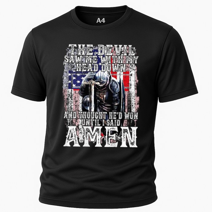 The Devil Saw Me With My Head Down Thought HeD Won On Back Performance Shirt