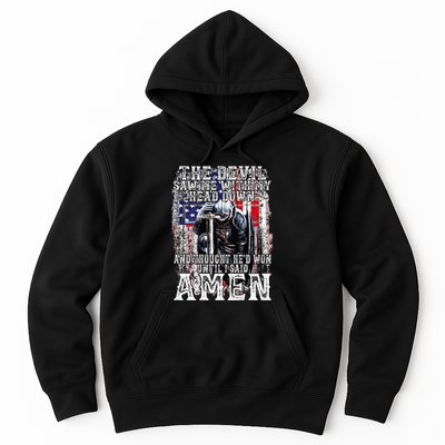 The Devil Saw Me With My Head Down Thought HeD Won On Back Hoodie