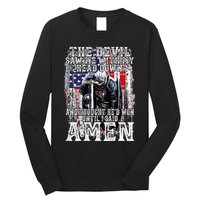 The Devil Saw Me With My Head Down Thought HeD Won On Back Long Sleeve Shirt