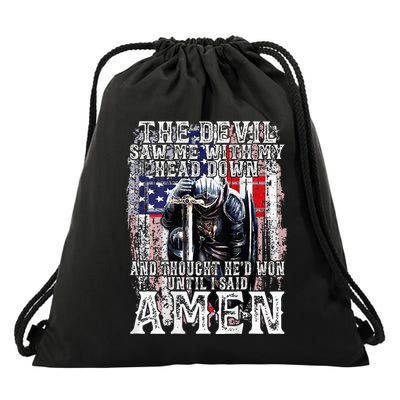 The Devil Saw Me With My Head Down Thought HeD Won On Back Drawstring Bag