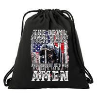 The Devil Saw Me With My Head Down Thought HeD Won On Back Drawstring Bag