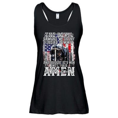 The Devil Saw Me With My Head Down Thought HeD Won On Back Ladies Essential Flowy Tank
