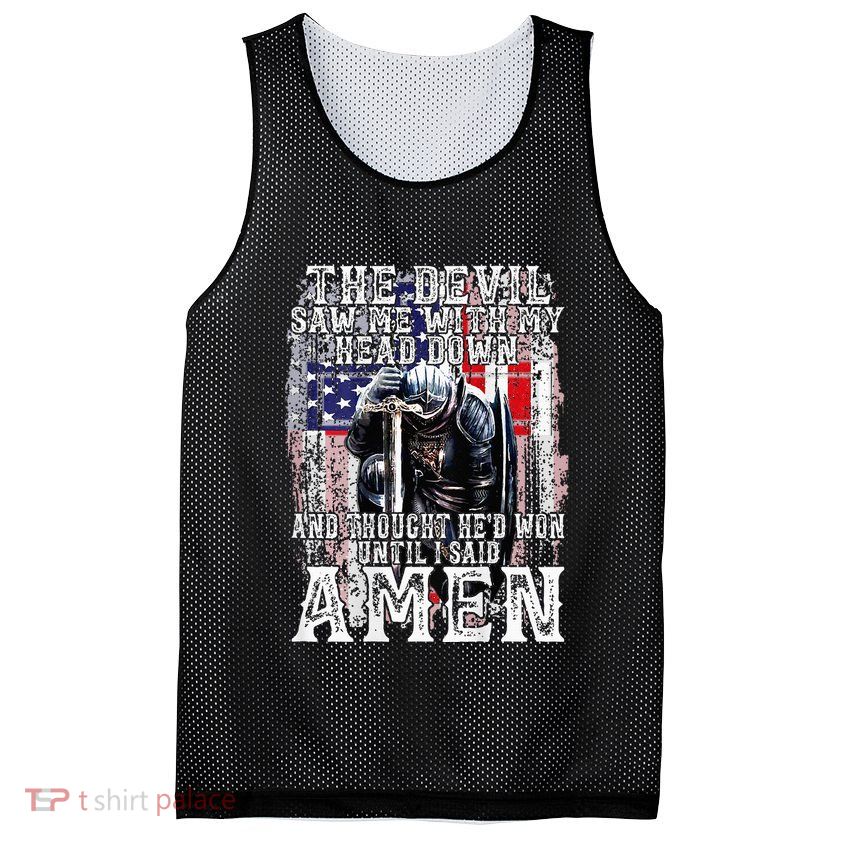The Devil Saw Me With My Head Down Thought HeD Won On Back Mesh Reversible Basketball Jersey Tank