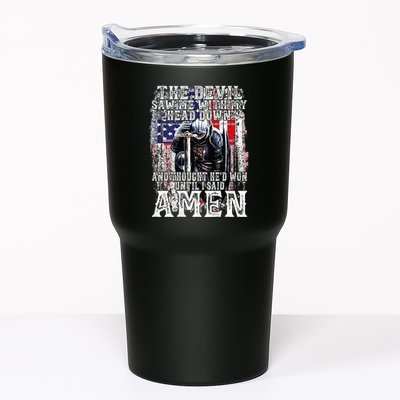 The Devil Saw Me With My Head Down Thought HeD Won On Back Tumbler