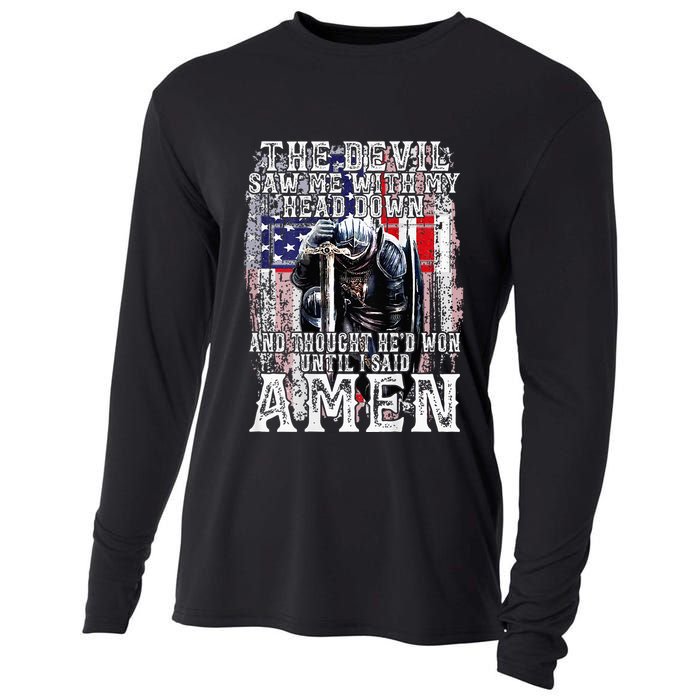 The Devil Saw Me With My Head Down Thought HeD Won On Back Cooling Performance Long Sleeve Crew