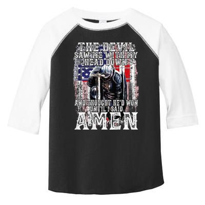 The Devil Saw Me With My Head Down Thought HeD Won On Back Toddler Fine Jersey T-Shirt