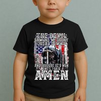 The Devil Saw Me With My Head Down Thought HeD Won On Back Toddler T-Shirt