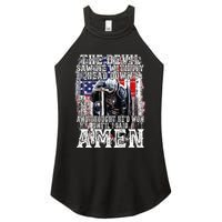 The Devil Saw Me With My Head Down Thought HeD Won On Back Women's Perfect Tri Rocker Tank