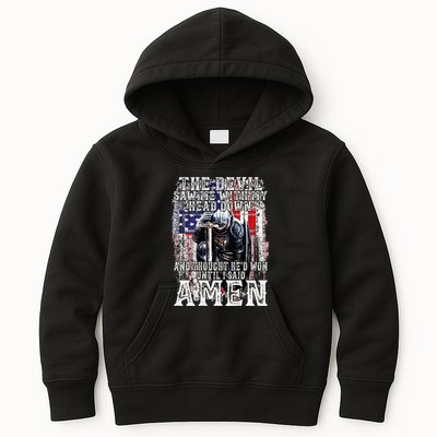 The Devil Saw Me With My Head Down Thought HeD Won On Back Kids Hoodie