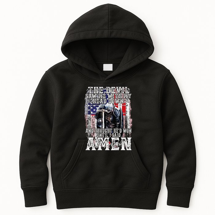 The Devil Saw Me With My Head Down Thought HeD Won On Back Kids Hoodie