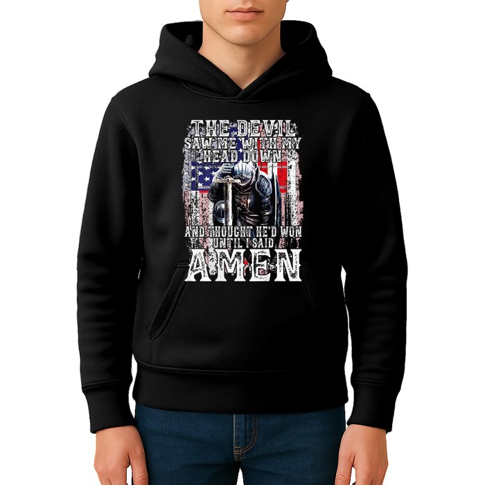 The Devil Saw Me With My Head Down Thought HeD Won On Back Kids Hoodie