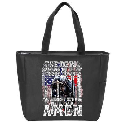 The Devil Saw Me With My Head Down Thought HeD Won On Back Zip Tote Bag