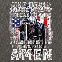 The Devil Saw Me With My Head Down Thought HeD Won On Back Cotton Canvas Backpack