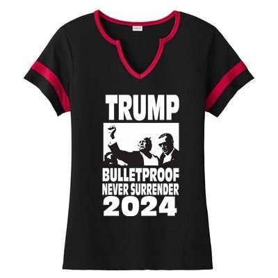 Teflon Don Trump 2024 Bulletproof Never Surrender Legend Ladies Halftime Notch Neck Tee