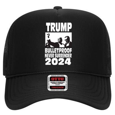 Teflon Don Trump 2024 Bulletproof Never Surrender Legend High Crown Mesh Back Trucker Hat