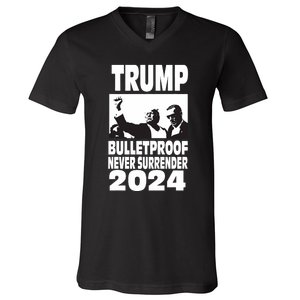 Teflon Don Trump 2024 Bulletproof Never Surrender Legend V-Neck T-Shirt