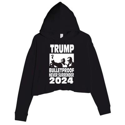 Teflon Don Trump 2024 Bulletproof Never Surrender Legend Crop Fleece Hoodie