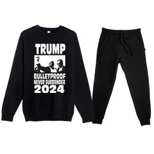 Teflon Don Trump 2024 Bulletproof Never Surrender Legend Premium Crewneck Sweatsuit Set