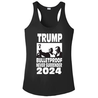 Teflon Don Trump 2024 Bulletproof Never Surrender Legend Ladies PosiCharge Competitor Racerback Tank