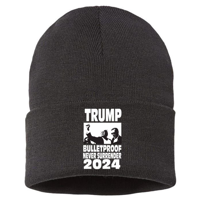 Teflon Don Trump 2024 Bulletproof Never Surrender Legend Sustainable Knit Beanie